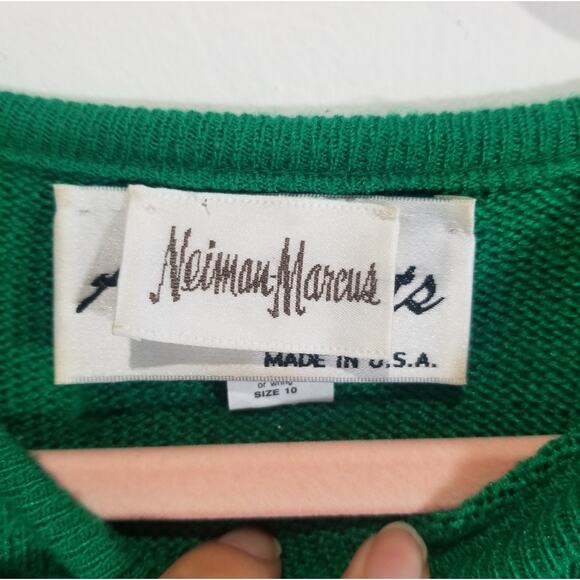 Neiman Marcus Sweater Womens 10 Green Pullover Made in USA Vintage - Picture 6 of 10